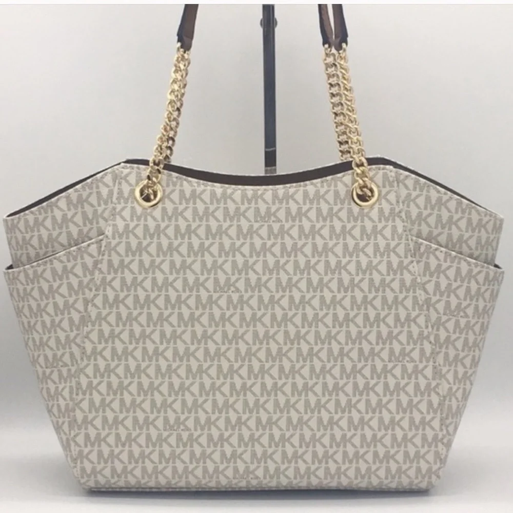 MICHAEL KORS LG CHAIN SHOULDER TOTE VANILLA